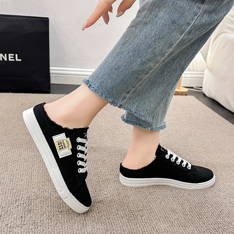 Frayed Hem Lace Up Canvas Sneakers  Sneakers