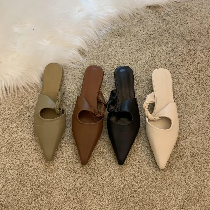 New Spring Women's Slippers Pointed Toe Toe Sandals Slippers Flat Casual  All-match Sexy Solid Color Women's Mules Slides  casual slippers