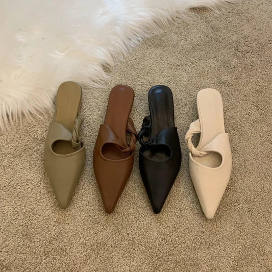 New Spring Women's Slippers Pointed Toe Toe Sandals Slippers Flat Casual  All-match Sexy Solid Color Women's Mules Slides  casual slippers