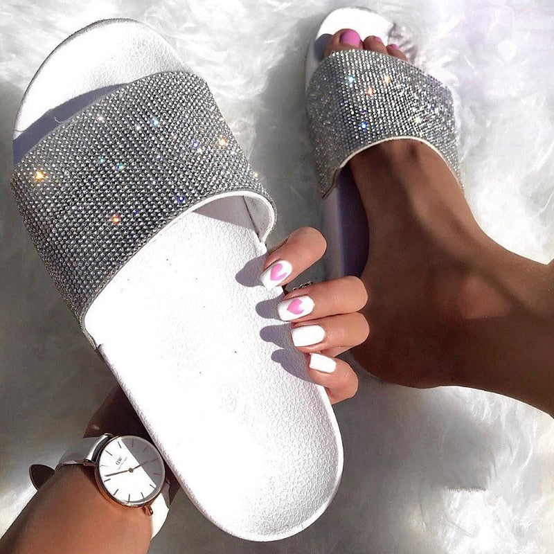 Slippers Flip Flops Summer Slides Women Shoes Crystal Diamond Bling Beach Slides Sandals Casual Shoes Slip On  casual slippers
