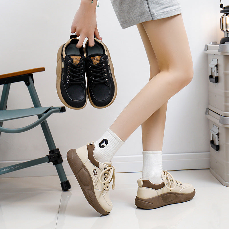 Lace Up Round Toe Platform Sneakers  Sneakers