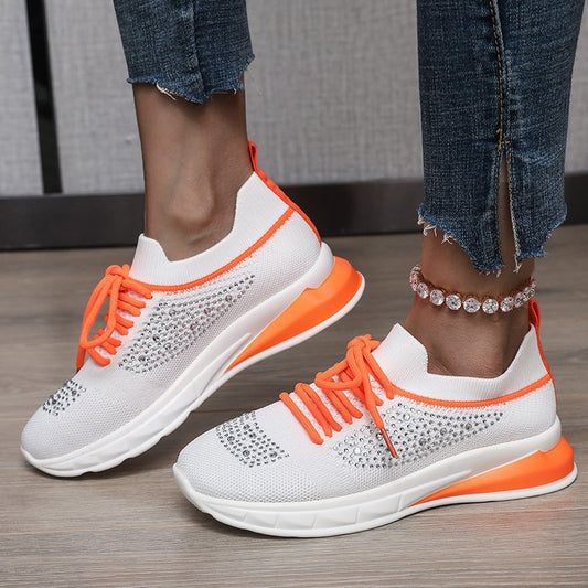 Summer New Style Rhinestone Casual Shoes Women Walking Shoes Socks Sports Shoes  walking shoes