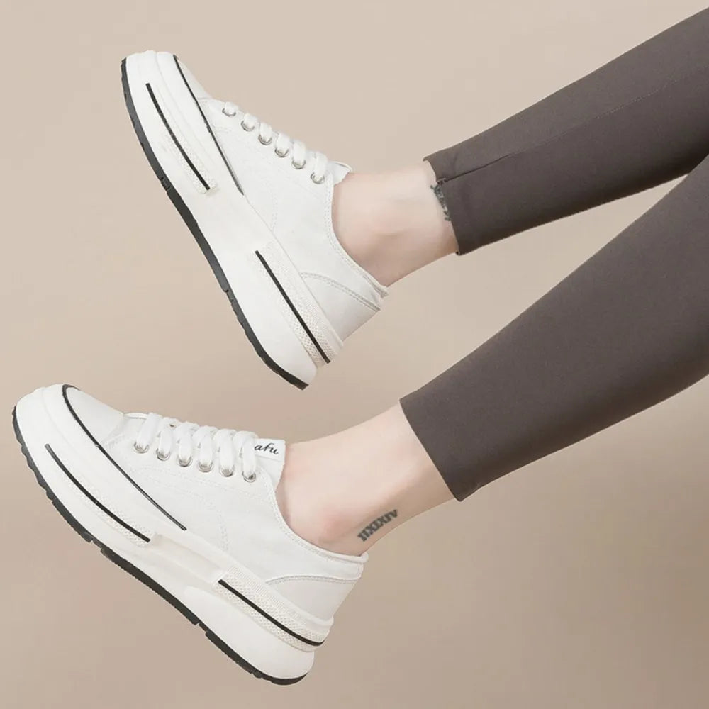 Tied Round Toe Platform Sneakers  Sneakers