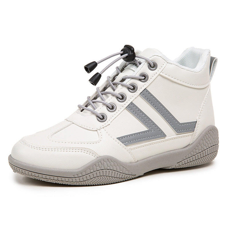 Mid top soft soled white shoes fashionable shoes anti slip and wear-resistant sports shoes for women  walking shoes