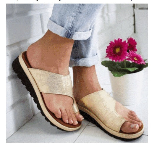 Women Slippers Flat Sole Casual Soft Big Toe Foot Sandal  Sneakers
