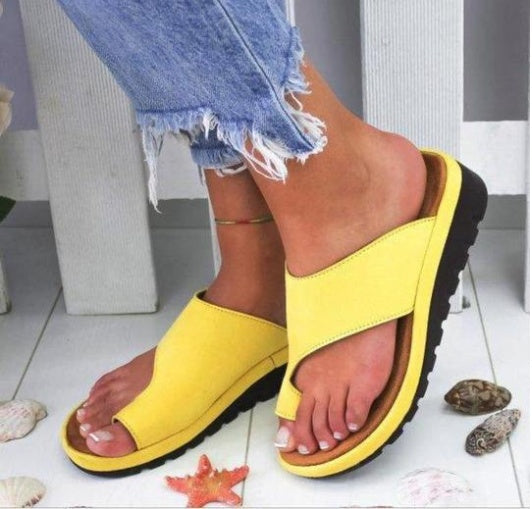 Women Slippers Flat Sole Casual Soft Big Toe Foot Sandal  Sneakers