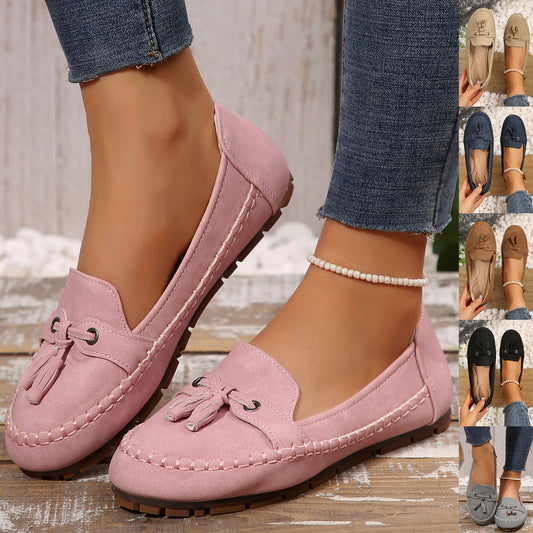Women's Round Head Loafers Fashion Non-slip Soft Comfortable Flats Shoes  casual slippers