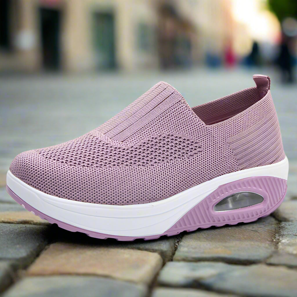 Women's shoes with thick sole and air cushion comfortable for casual sports breathable and fly woven soft soled women's shoes  walking shoes