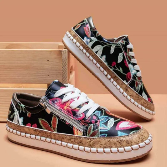 PU Leather Round Toe Flats Sneakers  Sneakers