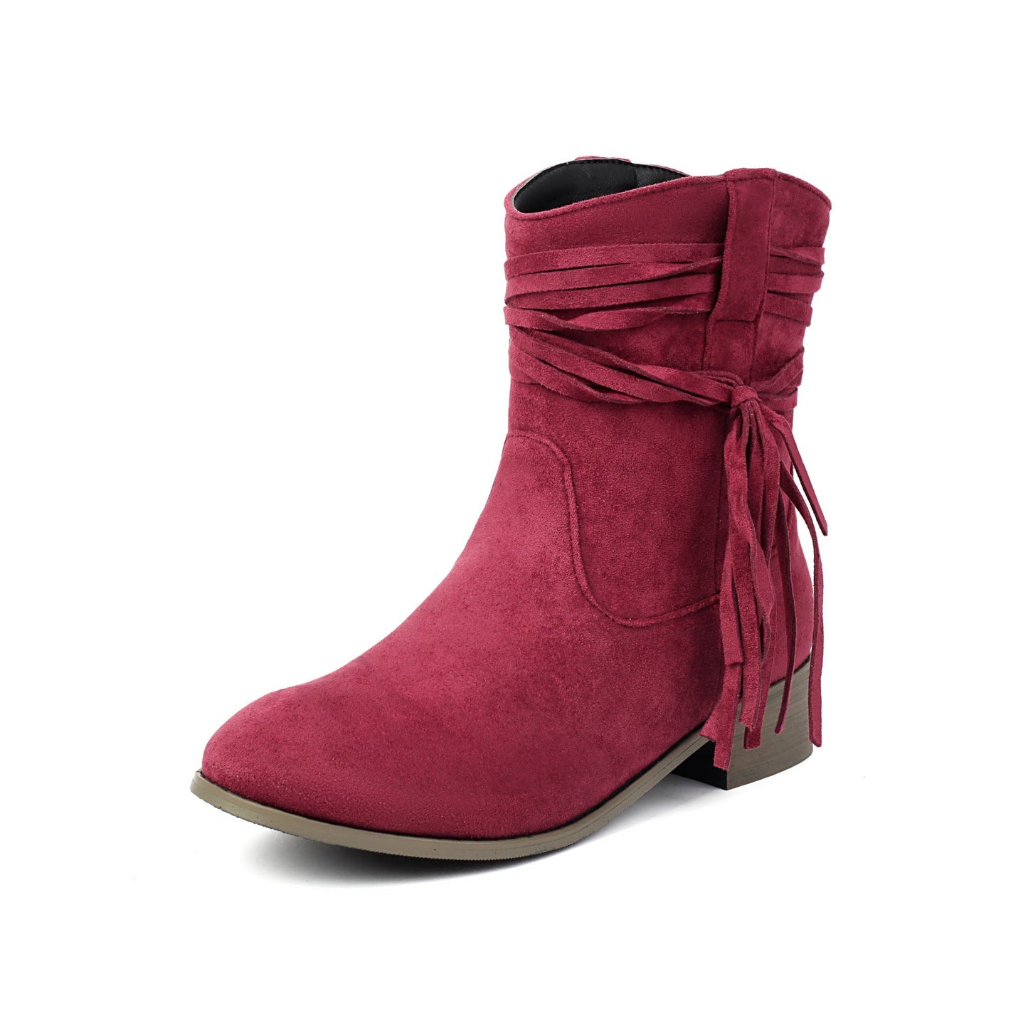 Short Boots Round Toe Foreign Trade Suede Tassel Women's Shoes  Boots