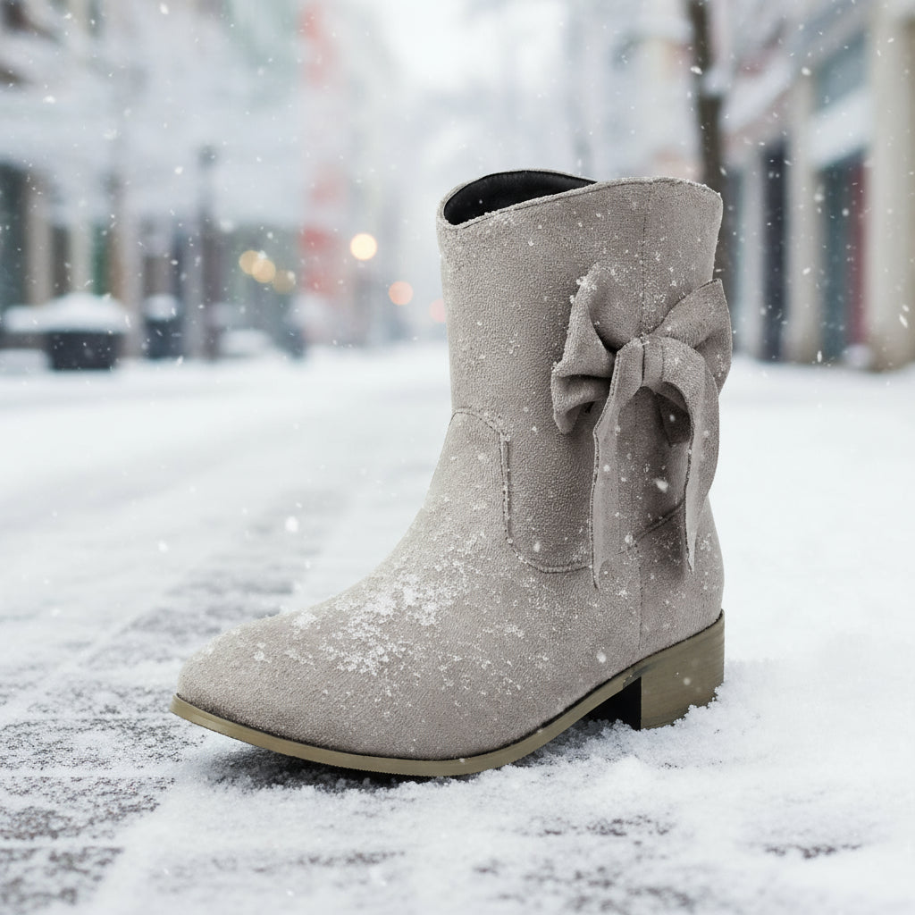 Low Heel Suede Large Size Sweet Bow Casual Boots 