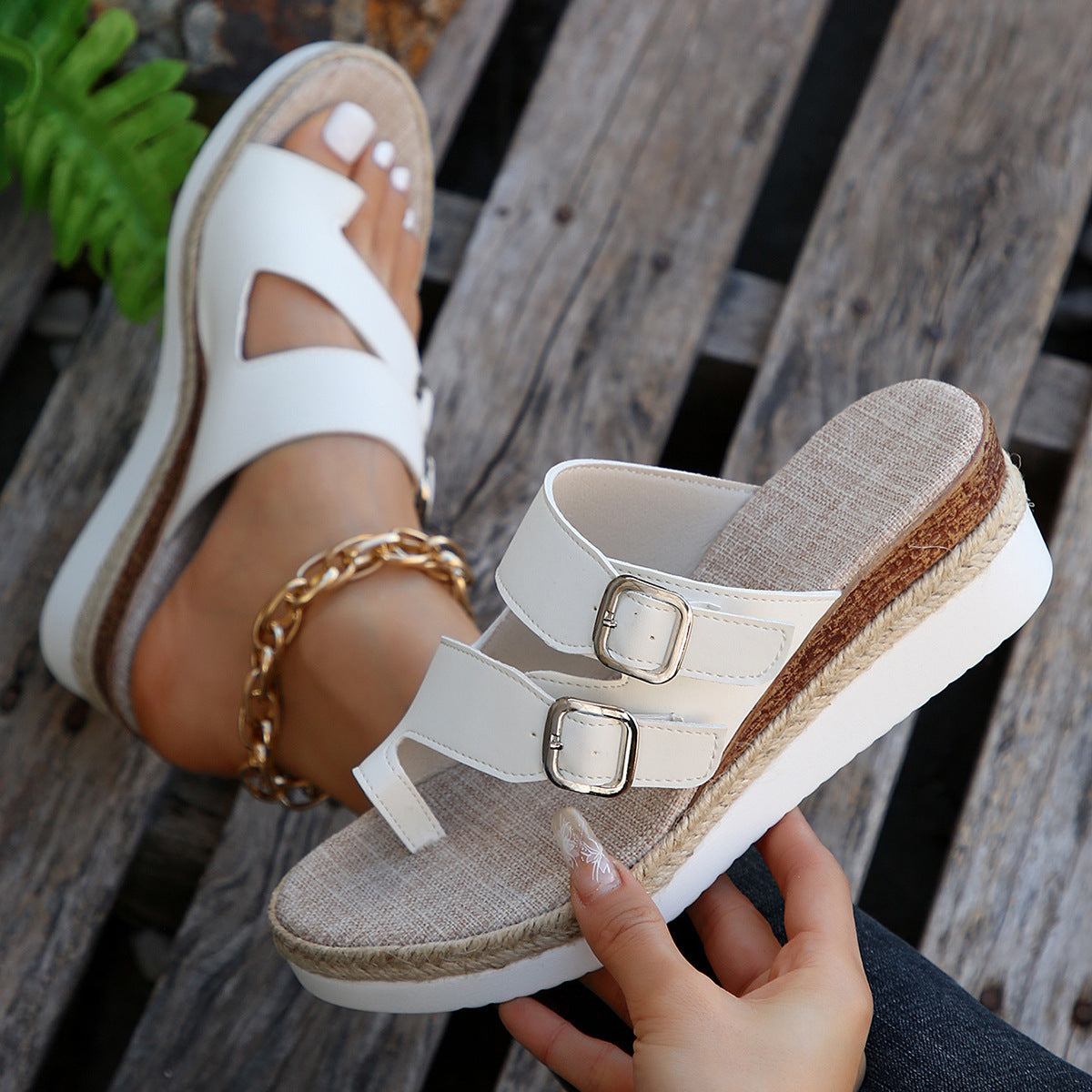 Slippers for women fashionable for outdoor wear slope heels for vacation beach shoes comfortable and cool slippers  walking shoes
