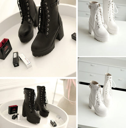 Women's Chunky Heel PU Martin Boots 