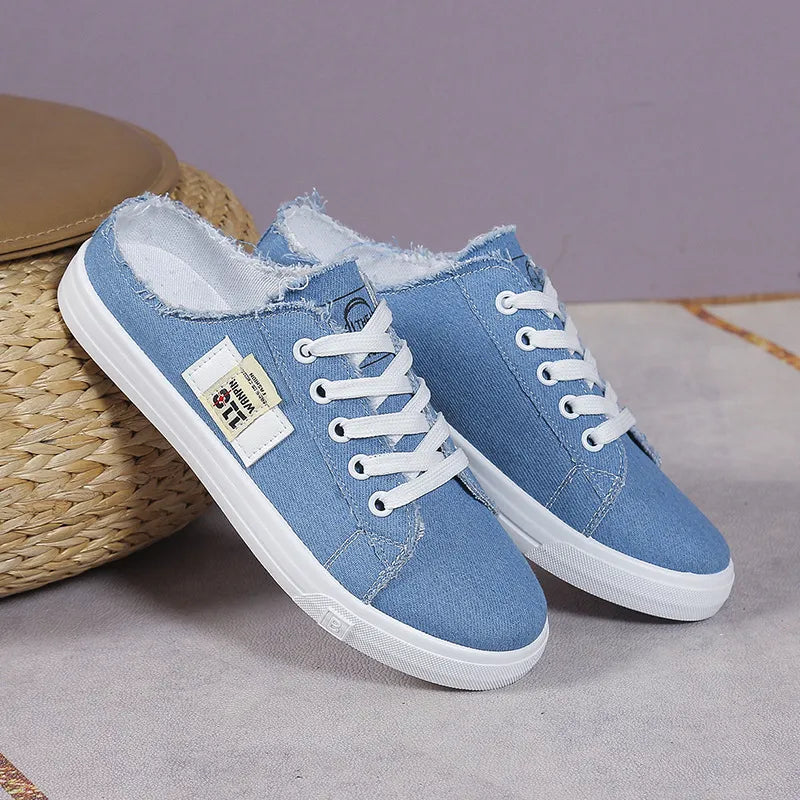 Frayed Hem Lace Up Canvas Sneakers  Sneakers