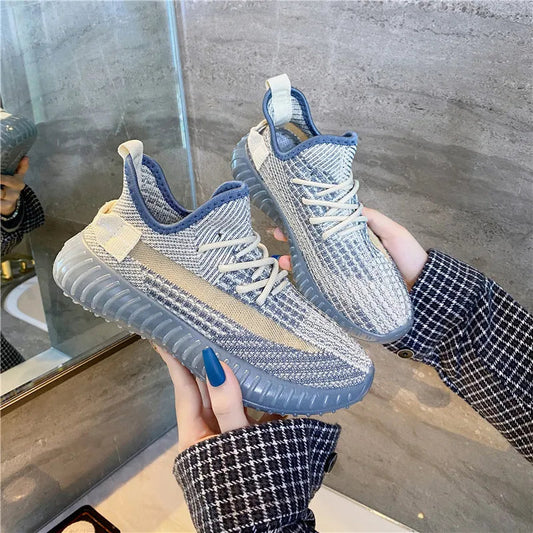 Mesh Lace-Up Platform Athletic Shoes  walking shoes