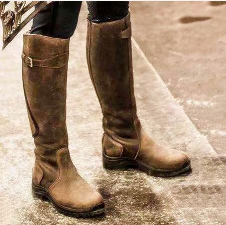 Heritage Rider Buckle Knee-High Western Boots