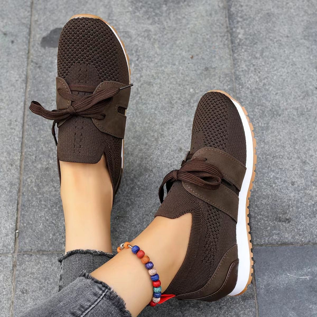 New Lace-Up Mesh Flats – Breathable Casual Walking Wedges for Women  walking shoes