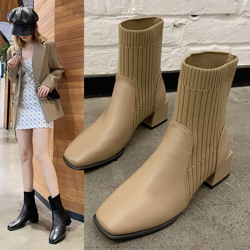 Modern Muse Square-Toe Sock Boots