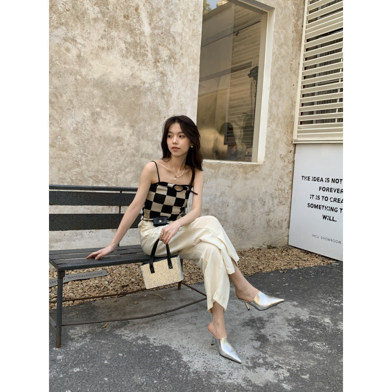 Fashion Silver Women Slippers Thin Low Heels Pointed Toe Design Slip On Summer Mules Slides Shoes  casual slippers