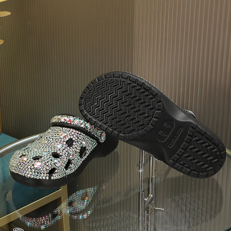 Women Summer Luxury Slippers Rhinestone Decoration Sandals Beach Slides Flip Flop Soft Fashion Casual Shoes  casual slippers