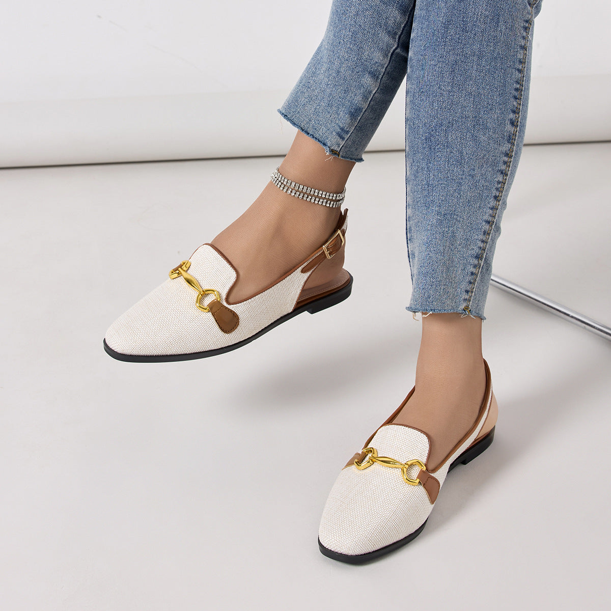 Closed Toe Half Slippers Women's Chunky Heel Low Heel Sandals  walking shoes