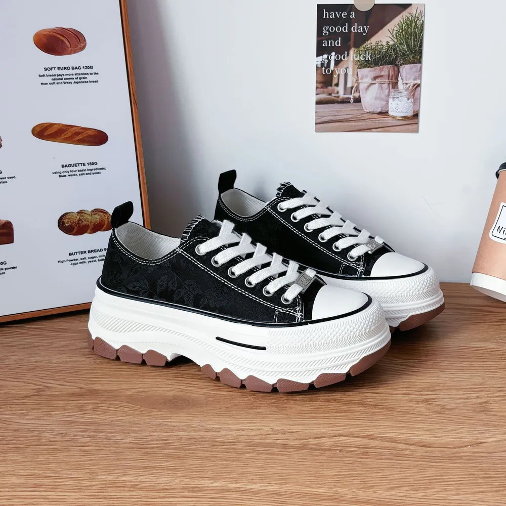 Lace-Up Canvas Platform Sneakers  Sneakers