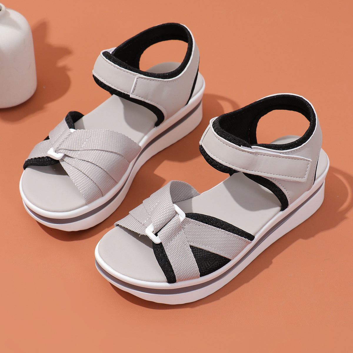 Women’s Summer Mesh Cross-Strap Velcro Sandals  casual slippers