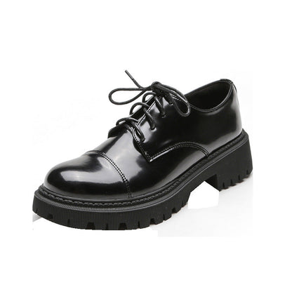 Women’s Solid-Color Retro Slip-On Platform Shoes – Versatile Casual Style CJ