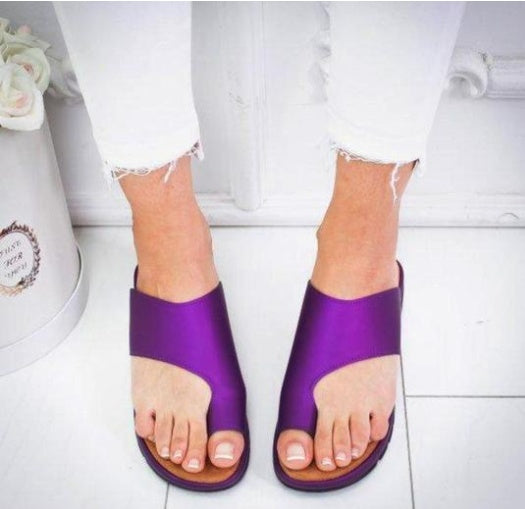 Women Slippers Flat Sole Casual Soft Big Toe Foot Sandal  Sneakers