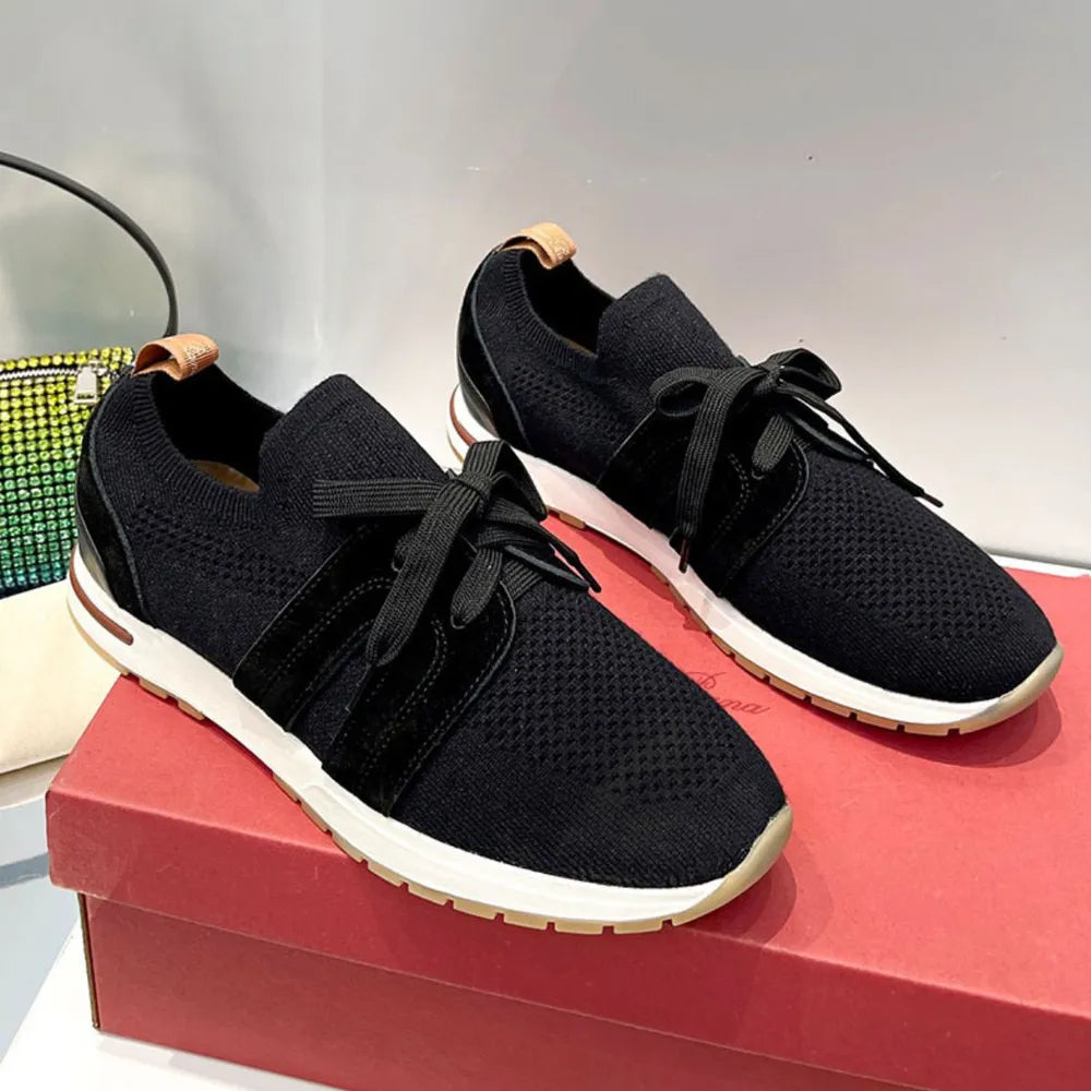 Sports shoes with lace up fly weave breathable casual thick soled shoes  walking shoes