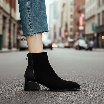 34 Suede Mid-heel Women's Martin Boots 