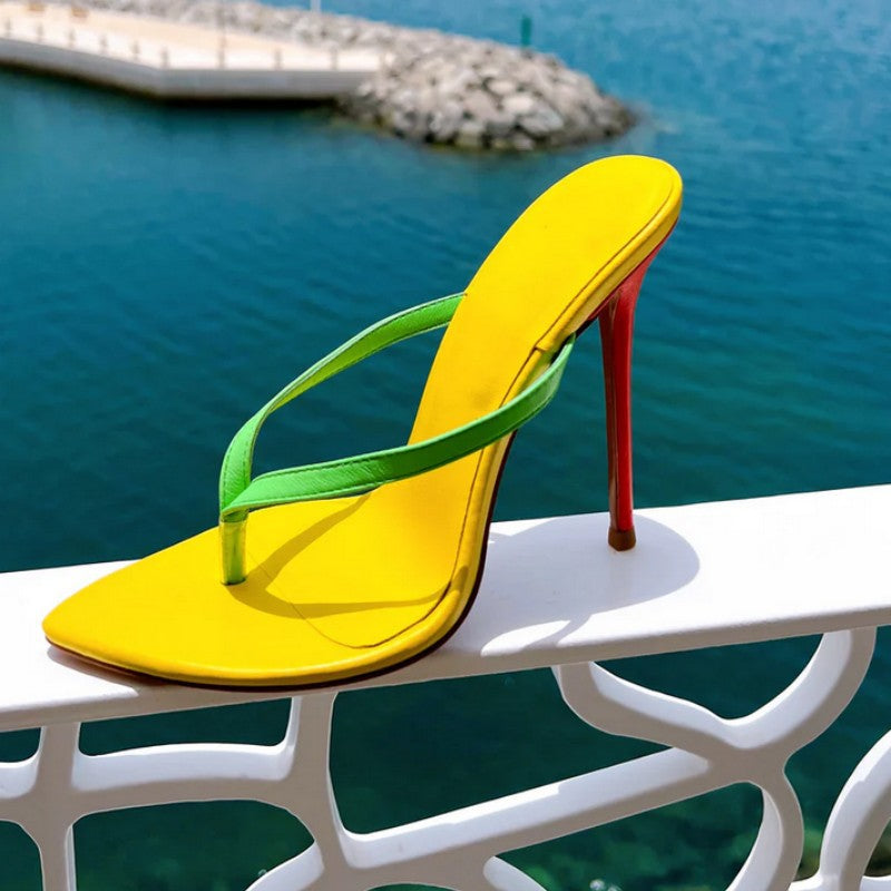 Pointed Toe Real Leather Women Slippers Luxury High Quality Runway Thin High Heels Women Slides Sexy Party Summer Sandals  casual slippers