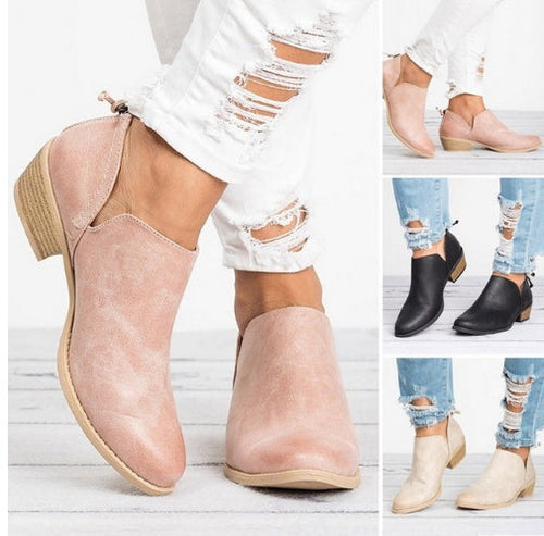 Autumn Women Shoes Retro High Heel Ankle Boots CJ US