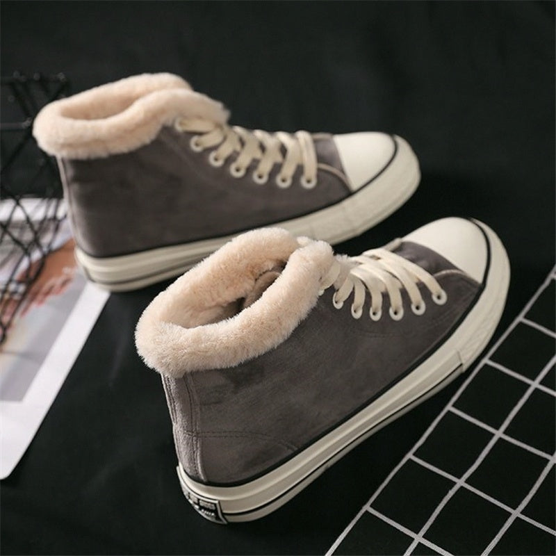 Canvas Shoes Women's Plush Cotton-padded Warm-keeping Cotton Shoes 