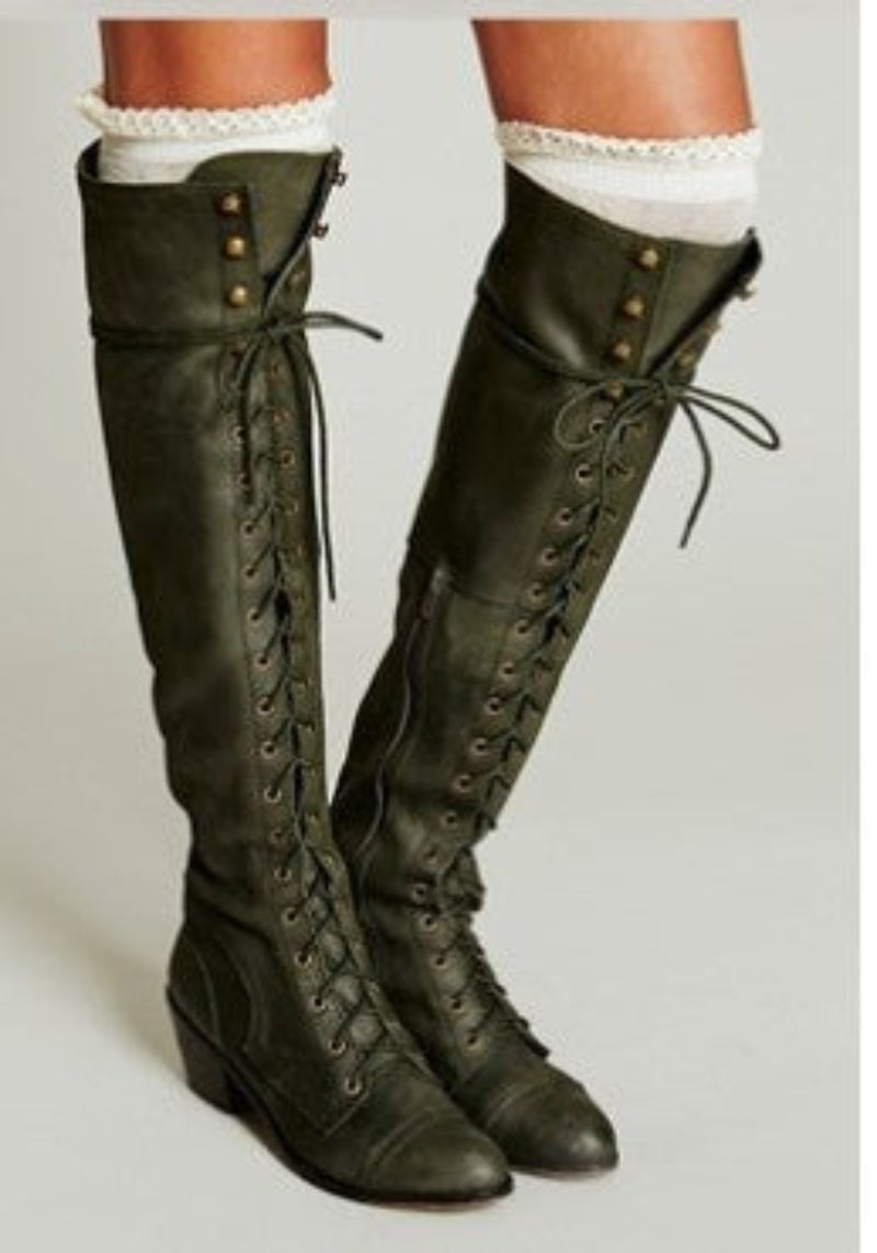 Women’s Over-the-Knee Boots – Round Toe Stylish Tall Winter Boots