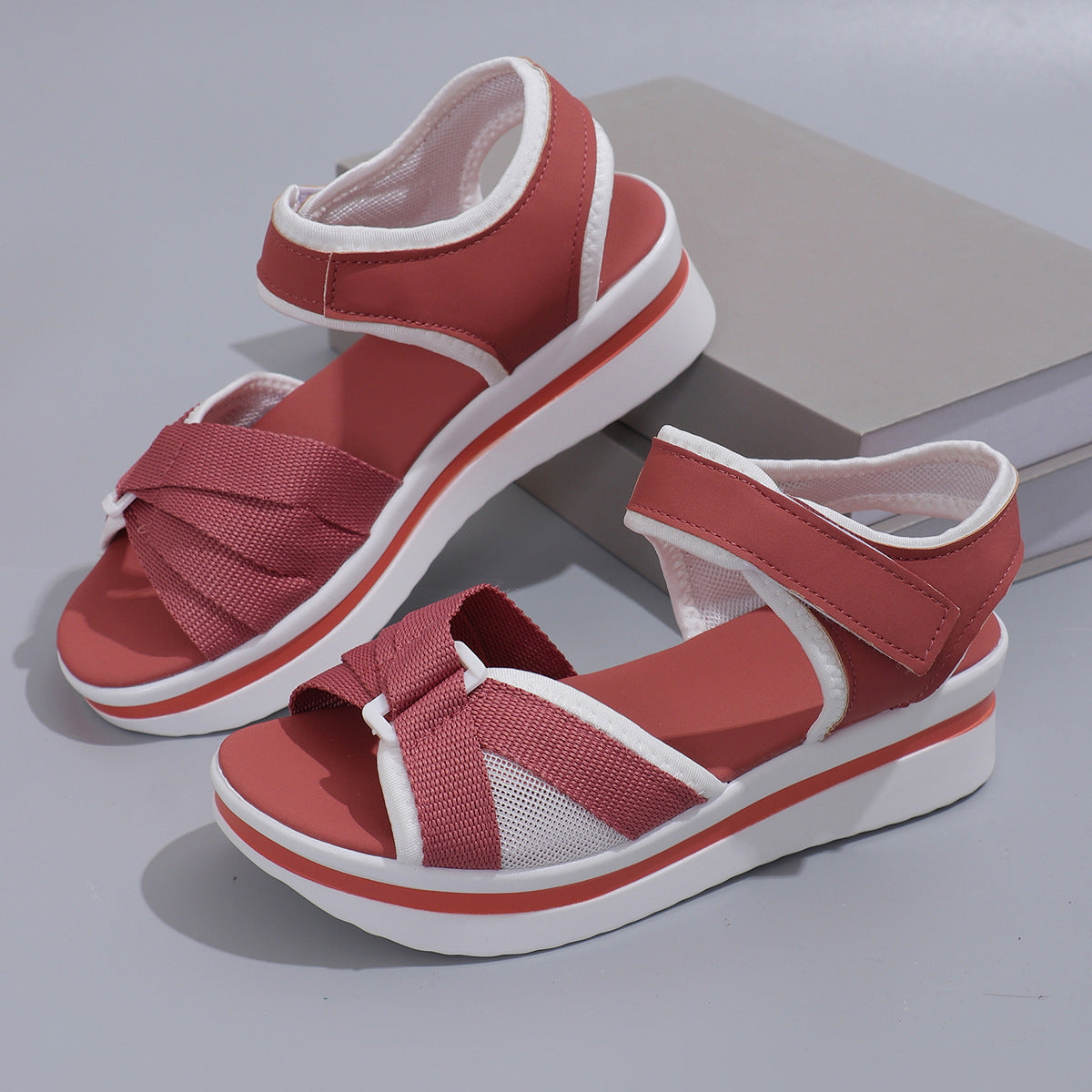 Women’s Summer Mesh Cross-Strap Velcro Sandals  casual slippers