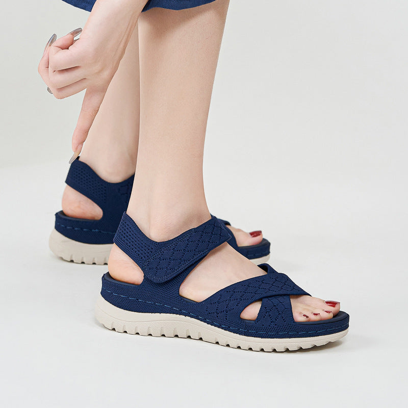 Sports and leisure sandals with Velcro hollow out thick soled women's casual shoes  walking shoes