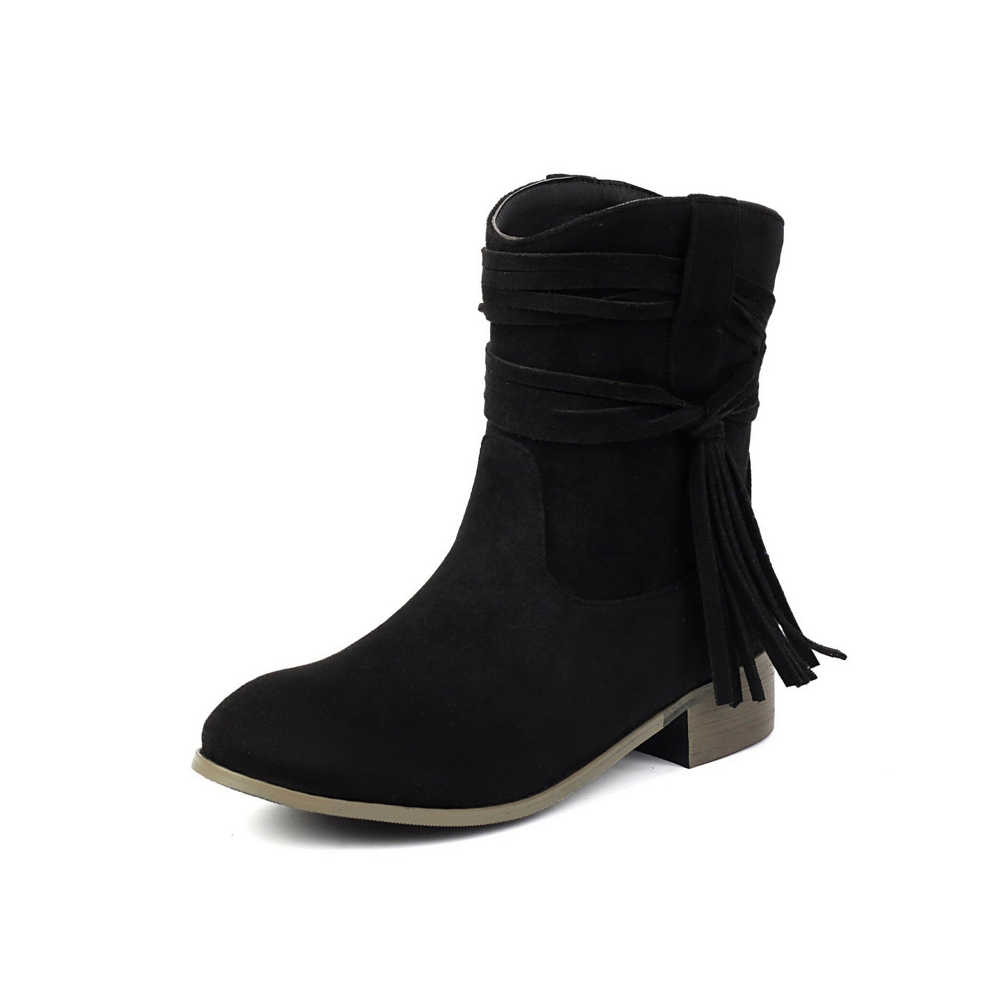 Short Boots Round Toe Foreign Trade Suede Tassel Women's Shoes  Boots