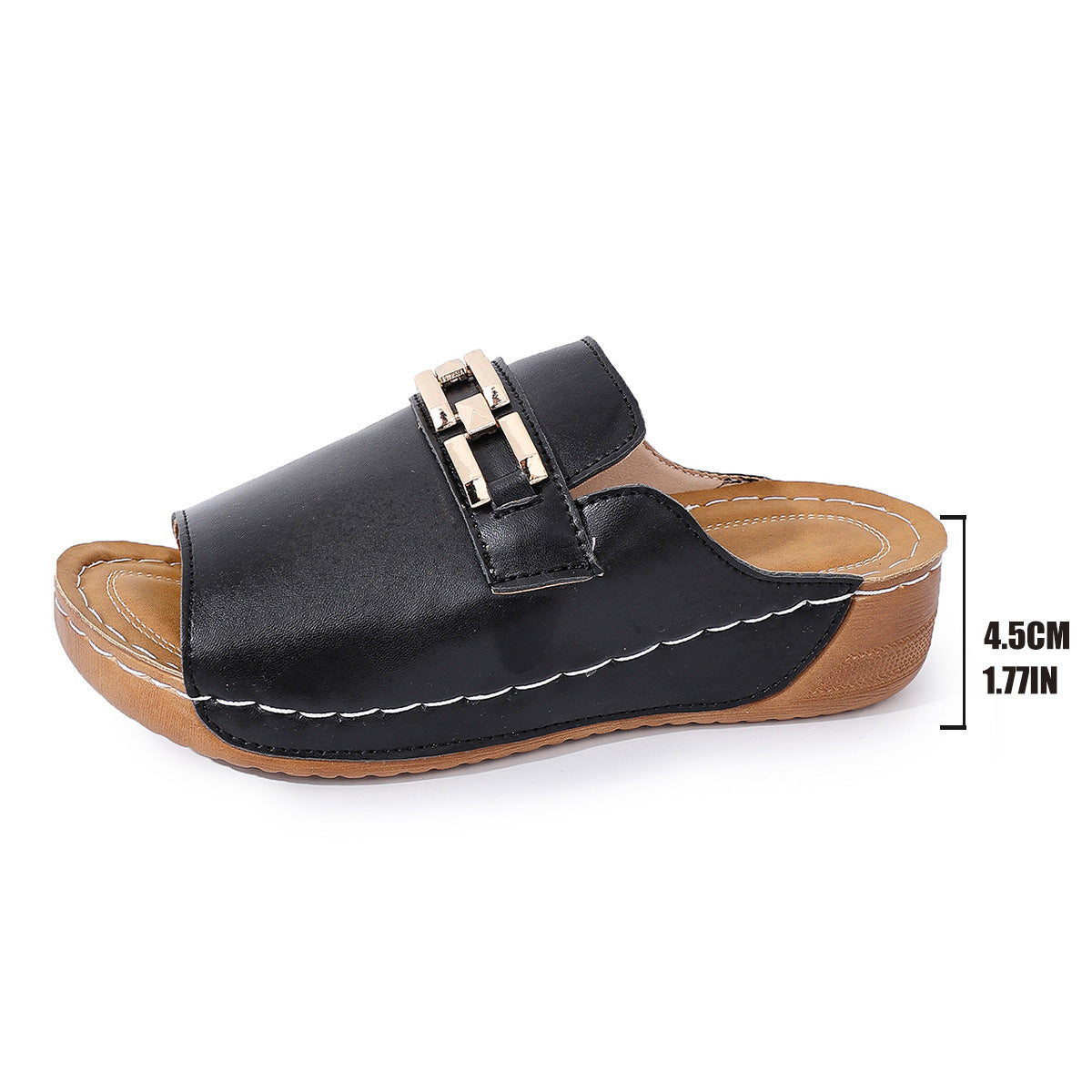 Plus Size Peep Toe Slippers With Metal Accessories  casual slippers