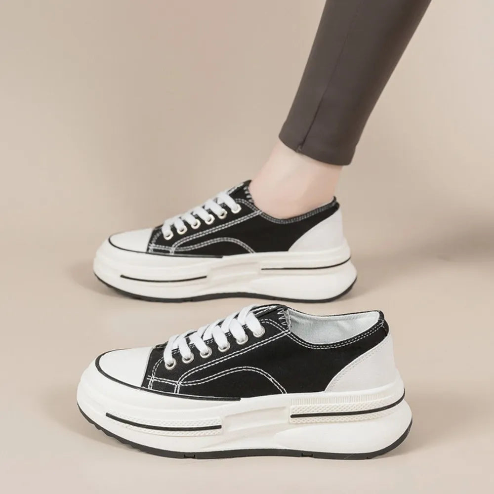 Tied Round Toe Platform Sneakers  Sneakers