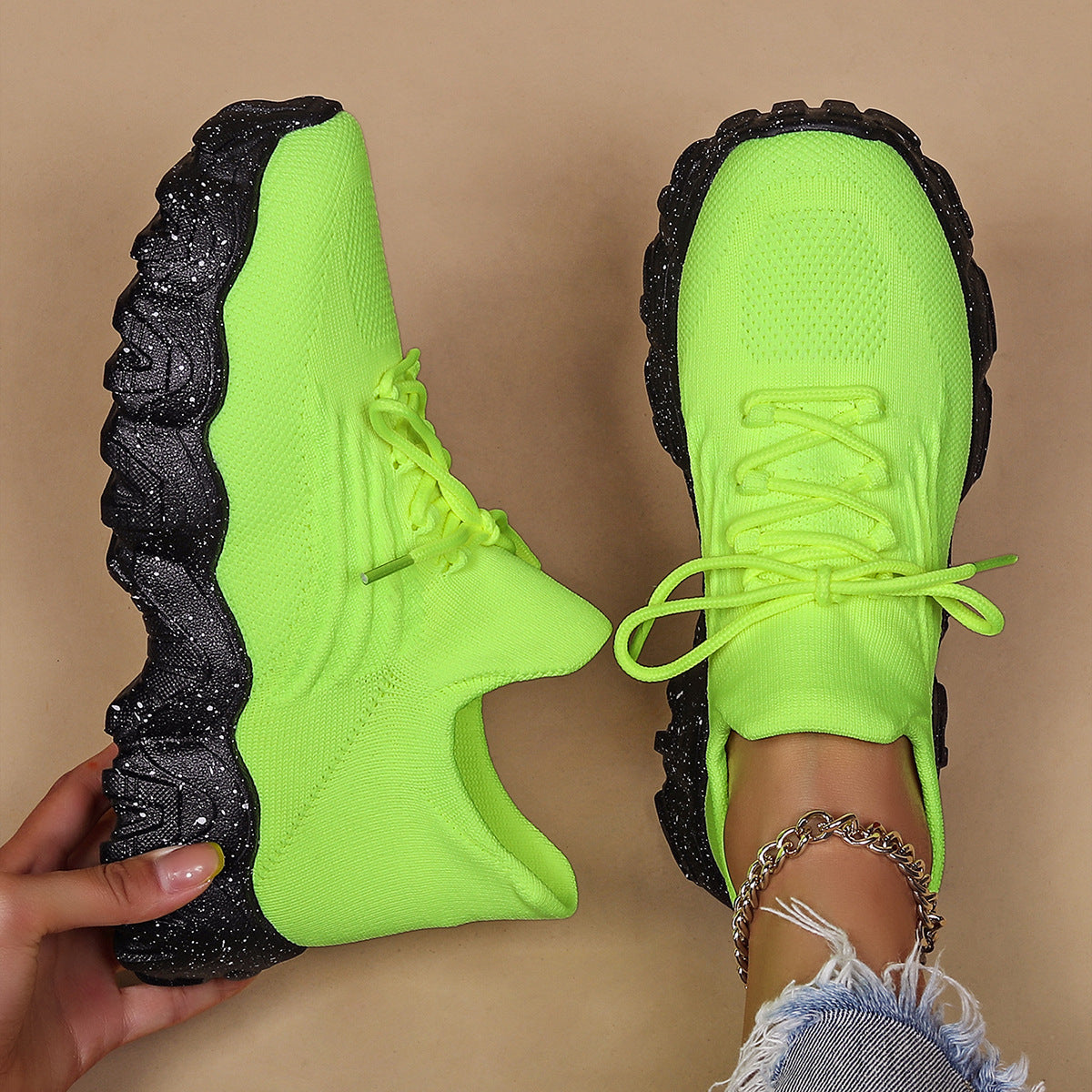 Women's Simple And Breathable Fly Woven Socks And Shoes  walking shoes