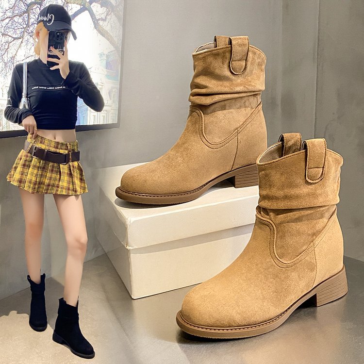 Suede Slimming Chunky-heel Fashion Ankle Boots For Women 