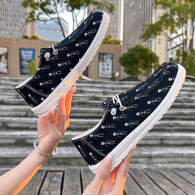 Women's Canvas Casual Plus Size Halloween Versatile Soft Sole Shoes  walking shoes