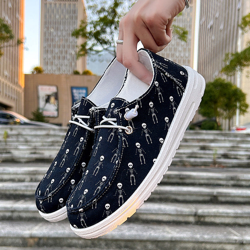 Women's Canvas Casual Plus Size Halloween Versatile Soft Sole Shoes  walking shoes