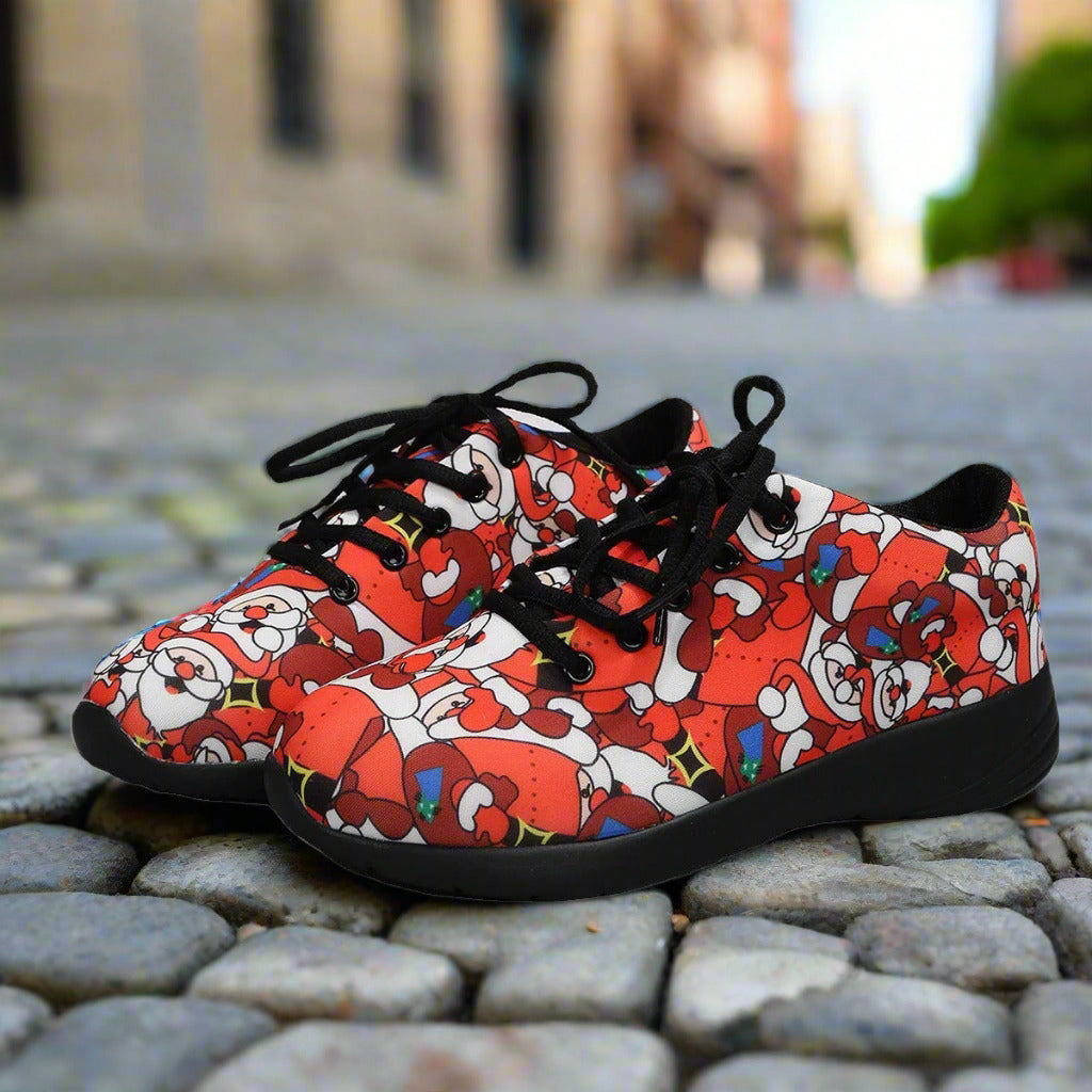 Women's Floral Santa Claus Sneakers And Nude British Lefu Shoes For Women  Sneakers