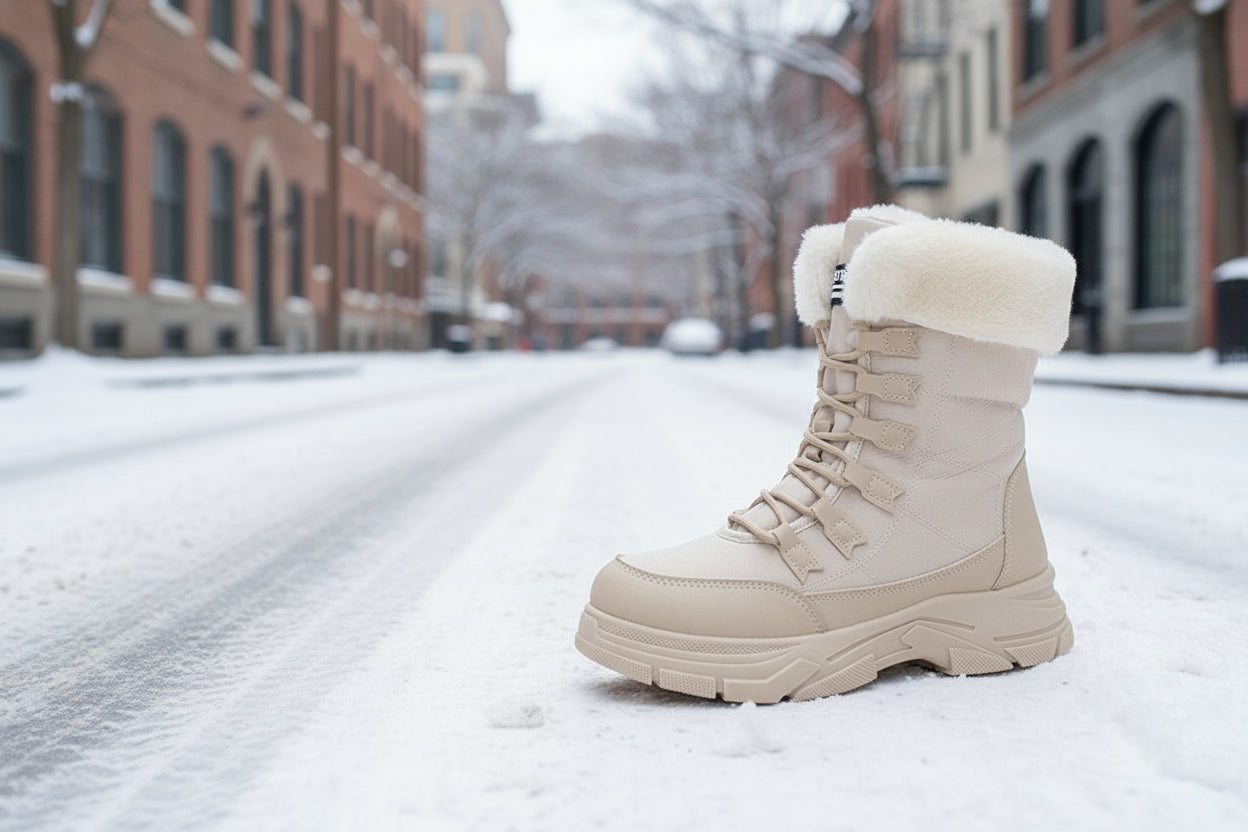 Chaussures à semelle épaisse doublées en polaire pour femmes – Chaussures d'hiver chaudes et confortables