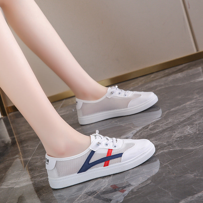 Women's versatile casual single shoes, white shoes, comfortable and non slip, student shoes, breathable flat bottom  walking shoes