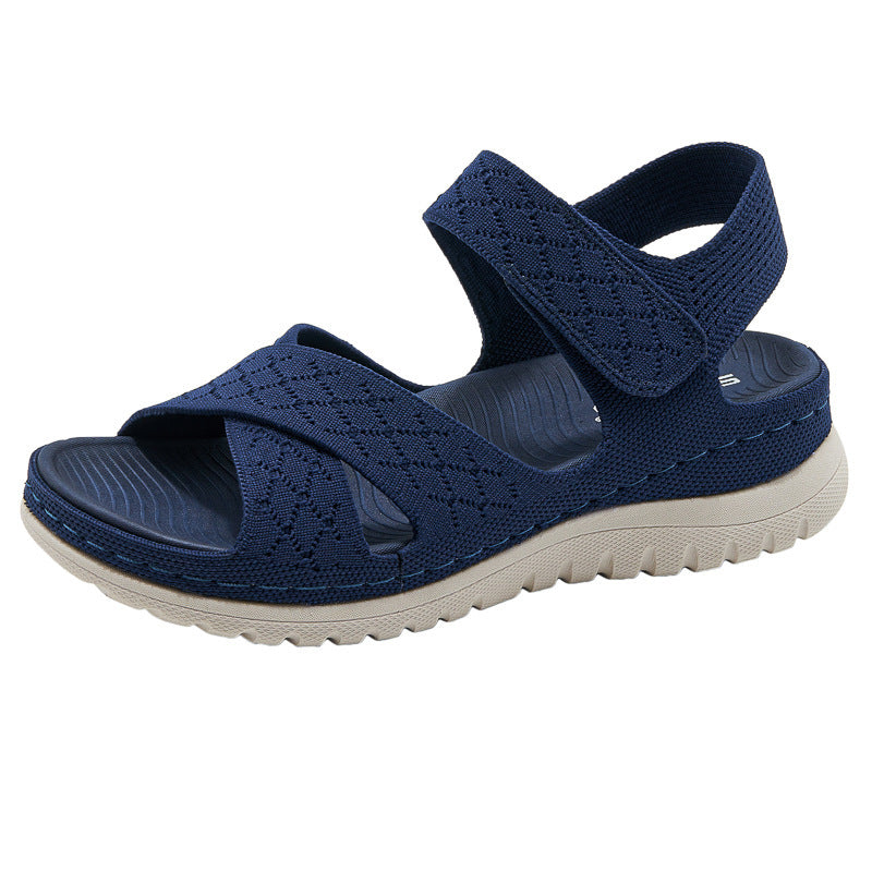 Sports and leisure sandals with Velcro hollow out thick soled women's casual shoes  walking shoes