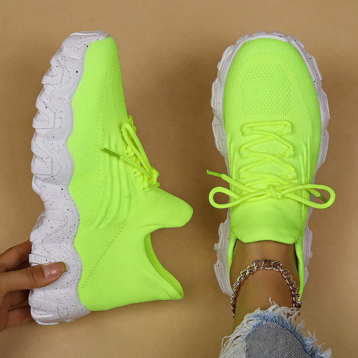 Women's Simple And Breathable Fly Woven Socks And Shoes  walking shoes
