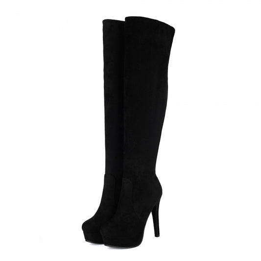 Suede Elastic Over-the-Knee High Heel Riding Boots Women